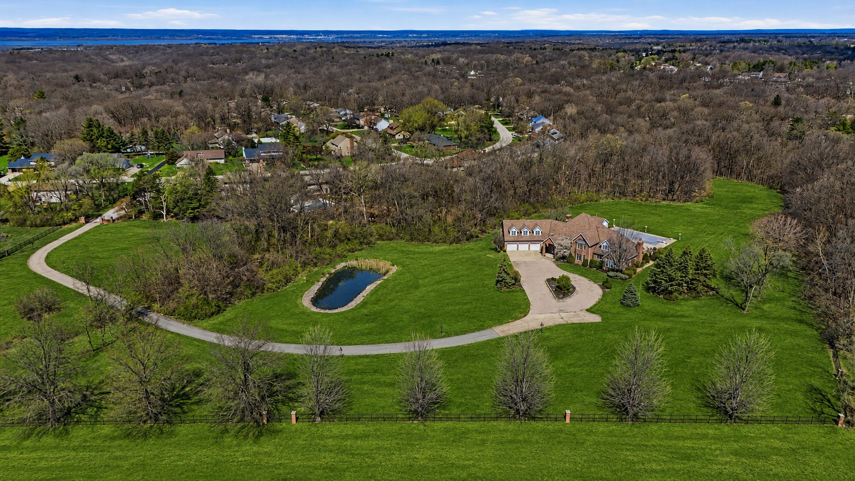 Aerial photograph of a property and grounds